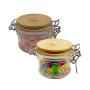 Small Mason Jars,100ml 2pcs Small PET Jars Mini Replaced Plastic Pet Honey Jar Clear Hexagon Jars with Lids(Bamboo Lid)