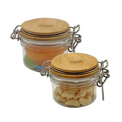 2X Mini PET Jars with Cork Stoppers - Super Sealed,Plastic Jar Food Grade PET for Home Kitchen Food Sugar, Jam Storage, DIY Wedding Favors 6 Tall