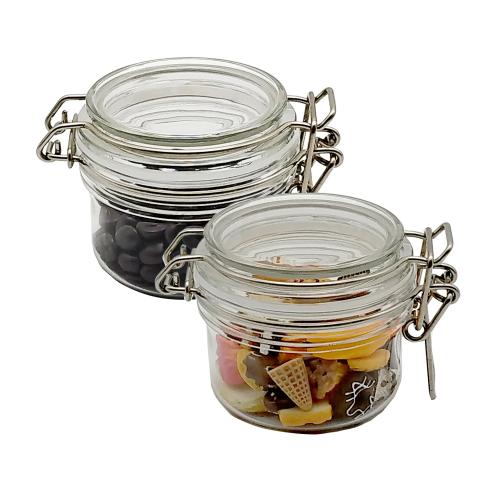 100ml Plastic Jars with lids, wide mouth, Bulk Pack of 2, Clear Plastic Round Jar & White Lid,-Made in USA