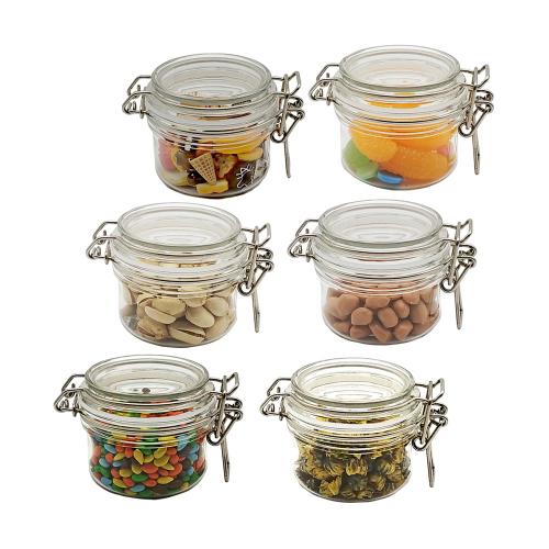 100ml 6Pc PET Jars Food Storage Bottle Heat Resistant Milk Juice Jars Transparent Storage Can Sealed Tea Coffee Home Organization 