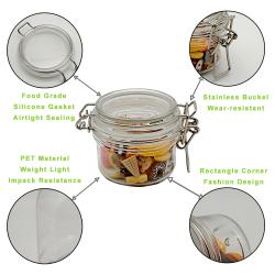 Slime Jars With Lids - Clear Jars 2oz with Lid, 2 Pack, Round PET Plastic Jar Container with Blank Labels (BPA Free)