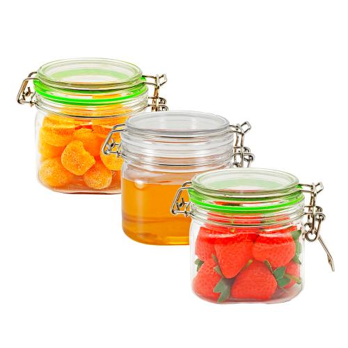 Certified Clear Cheap square customized honey jars plastic Pet unique Replacement for jam / decorative honey jars 3packs