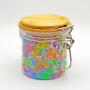 PET Jars 450ml Round Bamboo Lid Plastic Jar Clear Spice Jars Sealed Canister Food Storage Container for Loose Tea Coffee Bean Sugar Salt