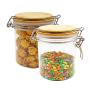 Creative Round Transparent Sealed Can Kitchen Condiment PET Jar Cereals Tea Food Honey Storage Bottle Tea Container Can Reused,500Ml 2pcs