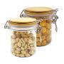 500ml 2pcs PET Jars With Bamboo Cover Mini Coffee Sugar Tea Canister Cereal Dispenser Bottle PET Jars Sealed Storage Tank,10X10Cm 750Ml