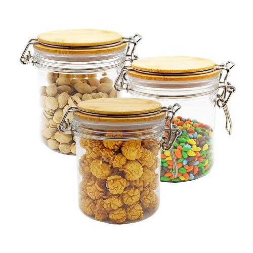 Food Storage PET Jar Clear Sealed Canister Container With Lid And Spoon For Loose Tea Salt Sugar Coffee Bean Preservation 3pcs