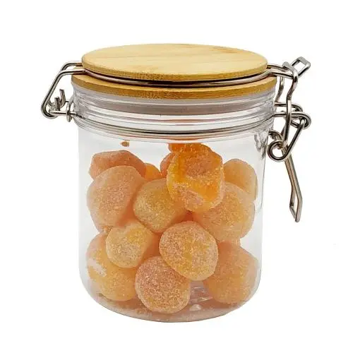 500ml Food Storage Container, Sealed Cans Dried Fruit Sealed Replacement Plastic Pet Jar Wooden Lid Storage Tank, Good Sealing, PET Bottle, Transparent