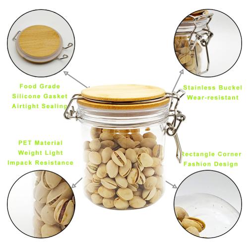 Creative Round Transparent Sealed Can Kitchen Condiment PET Jar Cereals Tea Food Honey Storage Bottle Tea Container Can Reused,500Ml 2pcs Creative Round Transparent Sealed Can Kitchen Condiment PET Jar Cereals Tea Food Honey Storage Bottle Tea Container Can Reused,500Ml 2pcs