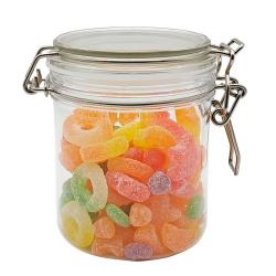 500ml H100mm wide mouth Round shape PET plastic can air tight candy storage jar with lids