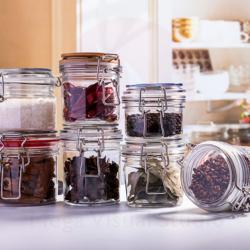 Sealed Storage with Clear Plastic Jar Lid, Spices Storage Box Tea Coffee Sugar Container for Kitchen Organizer