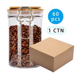 Home goods sealed 750ml 60pcs  round coffee bean candy plastic pet jar coffee canister replacement with wooden lid 