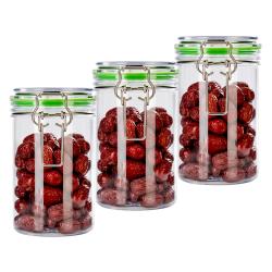 750ml 3pcs Big Transparent Clear Round Cookie Candy Pickle Airtight Storage Bottle Premium Quality Thick Plastic Acrylic Jar