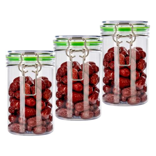 750ml 3pcs Big Transparent Clear Round Cookie Candy Pickle Airtight Storage Bottle Premium Quality Thick Plastic Acrylic Jar