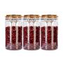 Home Storage Food Grade mason wooden lid Jar 1000ml 3pcs Plastic Pet Container with Metal Clip 