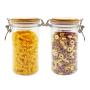 1000Ml 2pcs Storage With Bamboo Jar Lid Spices Tank Container Kitchen Food Bottle Coffee Tea Caddy,L Sealed Jar