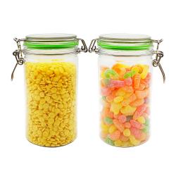 Grain Canister Food Sealed Storage Container Clear Plastic PET Jar Compatible For Loose Tea Coffee Bean Sugar Salt 1000ml 2pcs