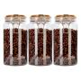 Empty 1500ml 3 packs Coffee Food Container PP Plastic Jar with Bamboo cap Airtight Lid