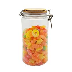 Air Tight Plastic Pet Storage Jar Kitchen Food Containers with bamboo lid 