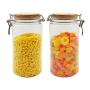 2 Pack 1500ml Airtight PET Jars Food Storage Bamboo Jar With Bamboo Lid 