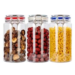 Food Grade 1500ml 3pcs Container With Plastic Seal Cap,PET Food Storage Wide Mouthed Plastic Jar for spaghetti