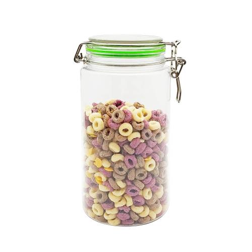 1500ml Clear PET Storage Jars with Wood Lids Wooden Lid PET Canisters Airtight Lids Sealed Jars for Storage Tea Coffee Beans Sugar Salt Cookies and Candy