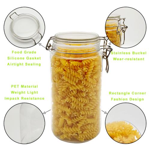 Jar Bottle World Airtight Food Storage Containers, PET Jars with Lids for Serving Candy, Cookie, Rice,Food - Set of 6 Jar Bottle World Airtight Food Storage Containers, PET Jars with Lids for Serving Candy, Cookie, Rice,Food - Set of 6