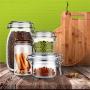 800ml 3pcs Square Kitchen Sugar Coffee Tea Food Canister Plastic Pet Storage Jar Replacement and Bottles set With Bamboo lids