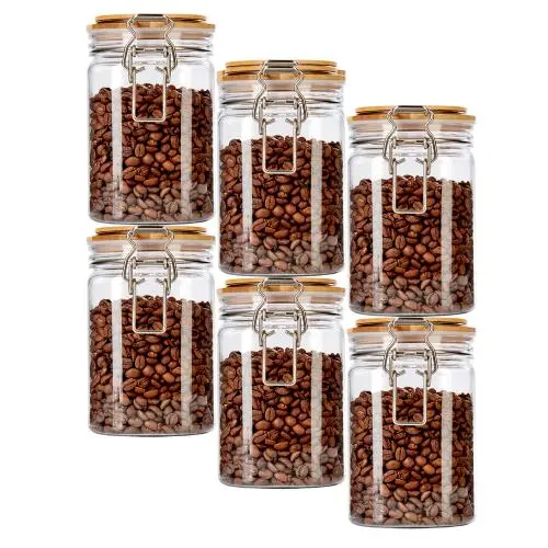 6 Piece Kitchen Tools Clear Transparent Stainless Steel Food Storage Airtight Lid Canister Tea & Coffee Canister Jar 6 Piece Kitchen Tools Clear Transparent Stainless Steel Food Storage Airtight Lid Canister Tea & Coffee Canister Jar