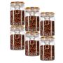 6 Piece Kitchen Tools Clear Transparent Stainless Steel Food Storage Airtight Lid Canister Tea & Coffee Canister Jar
