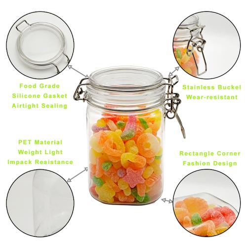 2pcs 800ml kitchen storage plastic pet jars for food plastic Pet candy jar decoration cookie container 2pcs 800ml kitchen storage plastic pet jars for food plastic Pet candy jar decoration cookie container