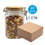 40pcs 1250ml PET Jar w/bamboo Airtight Lid, Muslin Cloth, Rubber Band - Wide Mouth Plastic Pet Jar Replacement Easy to Clean - BPA Free & Dishwasher Safe - Kombucha, Kefir, Canning, Sun Tea, Fermentation, Food Storage