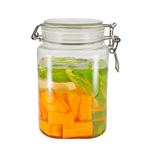 1250ml H17cm kitchenware Square clear buckle sealed pickle jars food container honey lemon