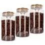 Ensemble de Récipients Kitchen 1550ml - 3 Pièces, Récipients Plastiques de Remplacement pour Café, Sucre et Thé avec Couvercles en Bambou