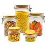 4450ml 5packs High Quality 5-sizes Plastic Food Storage Canister Sets with Bamboo Airtight Lids Stainless Locker