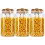 Factory Supplied Food Plastic Square Mason Storage Jar with Sealed Wooden Lid, Clear Food Storage Jar for Storing Spaghetti, Pasta and More 3pcs