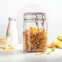 Factory Supplied Food Plastic Square Mason Storage Jar with Sealed Wooden Lid, Clear Food Storage Jar for Storing Spaghetti, Pasta and More 3pcs