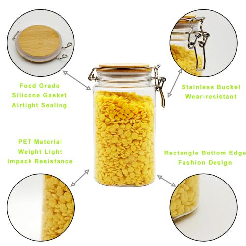 1550ml Kitchen Canister Set - 3-Piece Coffee Plastic Pet Jar Replacement, Sugar, and Tea Storage Container Jars with Bamboo Lids 1550ml Kitchen Canister Set - 3-Piece Coffee Plastic Pet Jar Replacement, Sugar, and Tea Storage Container Jars with Bamboo Lids