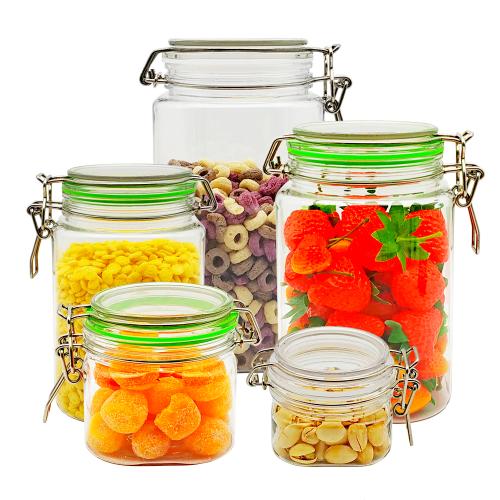 5 Sizes Luxury large food storage 1000ml plastic pet jar Sets