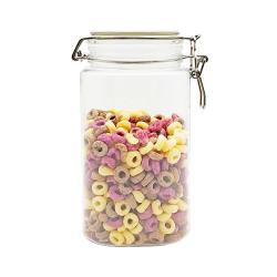 Large Home Good Container Cap Food Big 1500ml Plastic Pet Square Stash Jar with airtight lid