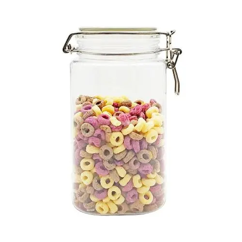 Grand Pot de Rangement en Plastique de 1500ml - Jarre Carrée Étanchable avec Couvercle. Grand Pot de Rangement en Plastique de 1500ml - Jarre Carrée Étanchable avec Couvercle.