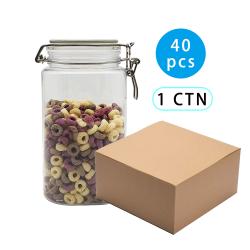 1550ml 40pcs Clear PET Plastic Food Storage Jar Canister Container replacement with Airtight Locking Clamp Lid 