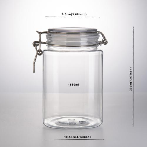 1550ml 2pcs Clear Food Grade Plastic Pet Food Storage Jar Canister Container replacement with Airtight Locking Clamp Lid 1550ml 2pcs Clear Food Grade Plastic Pet Food Storage Jar Canister Container replacement with Airtight Locking Clamp Lid