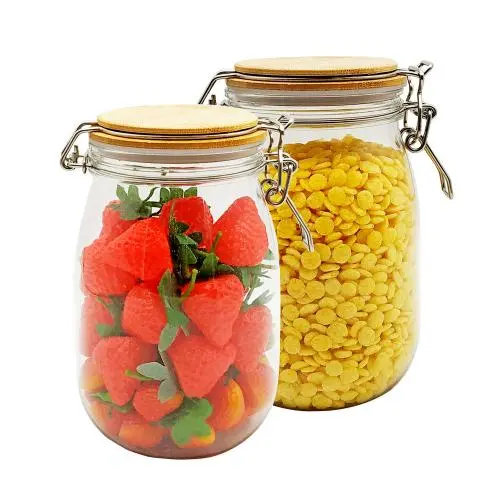 2 Ser of PET Food Jar with Lid all Wide Mouth Mason Jar Lids For Storage,Canning Jars For Caviar,Herb,Jelly,Jams,Honey