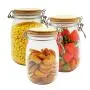 3-Pieces  1150ml Wide Mouth Mason Jars - PET Jars with Hinged Lids - Canning Jars Perfect for Storing Coffee, Sugar, Flour. Extra one Replacement Silicone Gasket Included