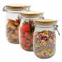 Sealed Food Container Tea Leaves Plastic Pet Storage Jar Replacement with Bamboo Wooden Lid 3pcs