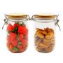 1150ml 2pcs Honey Candy Cookie Food Storage Plastic Pet Jar With Airtight Bamboo Lid