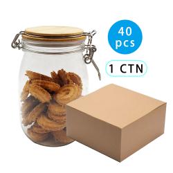 40pcs 1150Ml PET Jar Kitchen Food Bulk Bamboo Containers Set For Spices Dried Fruit Storage Can Salad Bowl Box bamboo lid