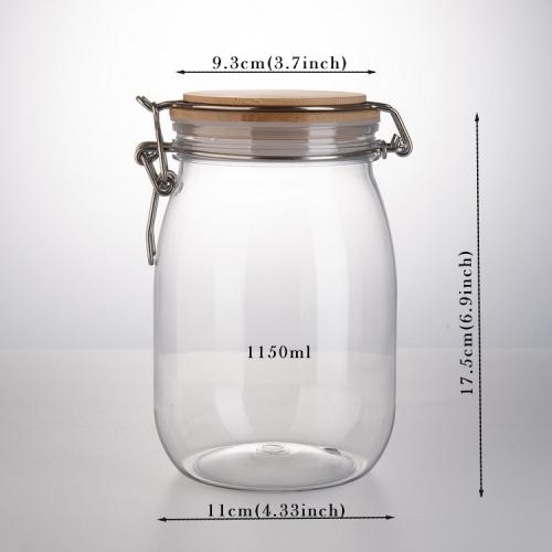 1200Ml PET Jar Kitchen Food Bulk Bamboo Containers Set For Spices Dried Fruit Storage Can Salad Bowl Box bamboo lid 1200Ml PET Jar Kitchen Food Bulk Bamboo Containers Set For Spices Dried Fruit Storage Can Salad Bowl Box bamboo lid