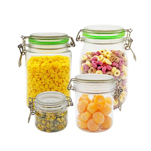 Bouteilles en Plastique Transparentes à Large Ouverture avec Bouchons, PET Sans BPA, Ensemble de Rangement et de Stockage en Vrac (4 Tailles) Bouteilles en Plastique Transparentes à Large Ouverture avec Bouchons, PET Sans BPA, Ensemble de Rangement et de Stockage en Vrac (4 Tailles)