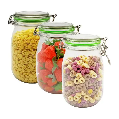 clear color storage container jar plastic Pet storage honey jar Pet mason jar Replacement 3 packs clear color storage container jar plastic Pet storage honey jar Pet mason jar Replacement 3 packs